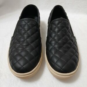 Steve Madden Ecentrcq Quilted Women Slip-On Sneaker Size 7.5 Black Casual